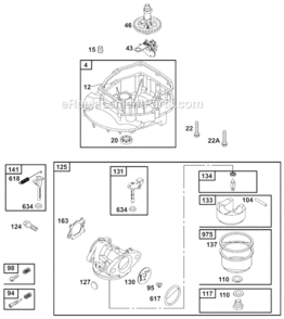 Page C Diagram and Parts List for 12A800 0100, 0413, 0414, 0508, 0511, 0512, 0513, 0514, 0600, 0611, 061 Briggs and Stratton Engine